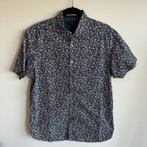 Ted Baker London Flower Short Sleeve Button Down Shirt Size 4 Large